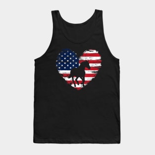 Horse American Flag Heart 4th of July USA Patriotic Pride Tank Top